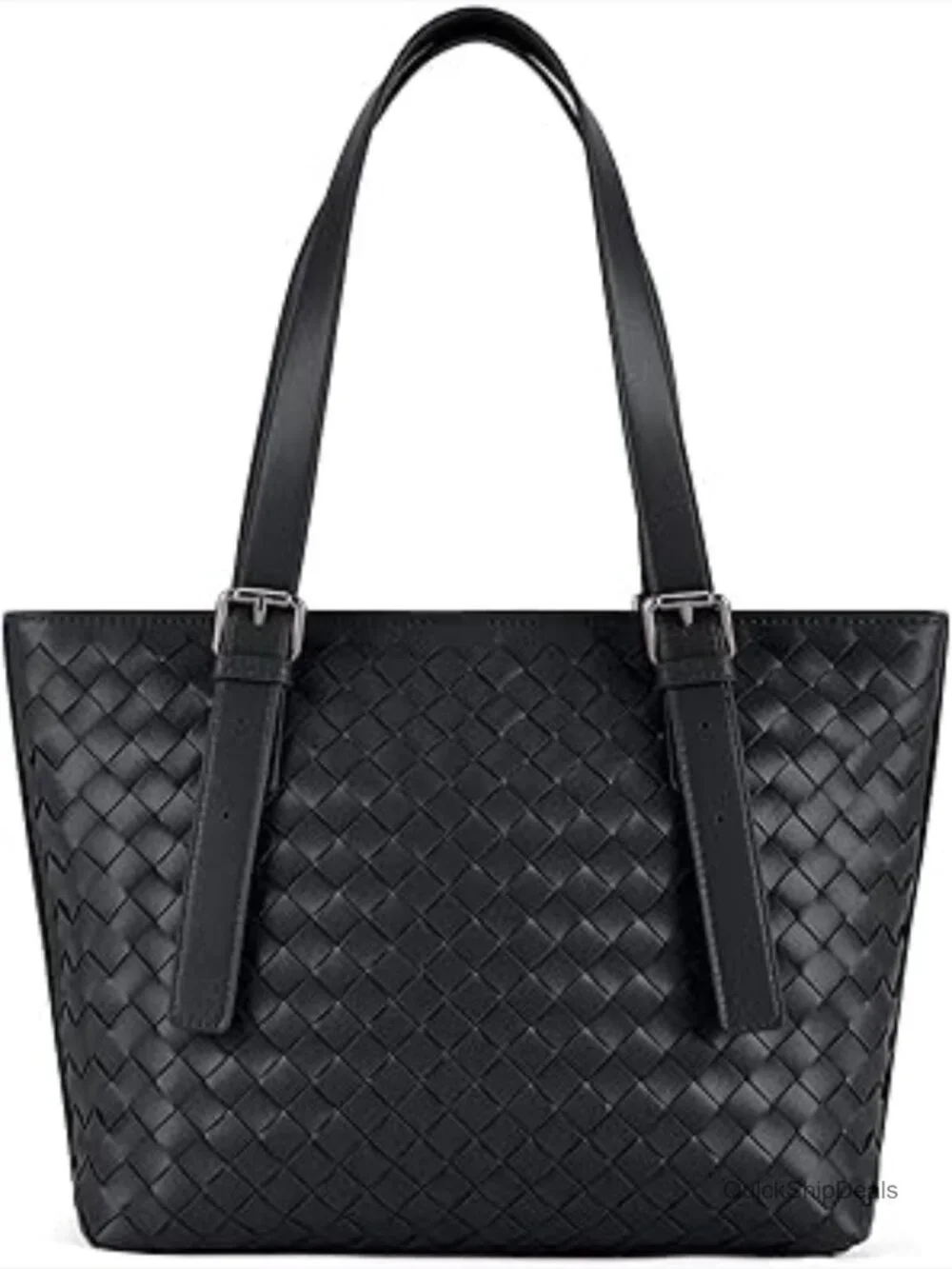 Large Woven Faux Leather Hobo Tote Bag with Adjustable Strap